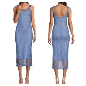 Amanda Uprichard Blue Crochet Knit Midi Dress Small Stretchy